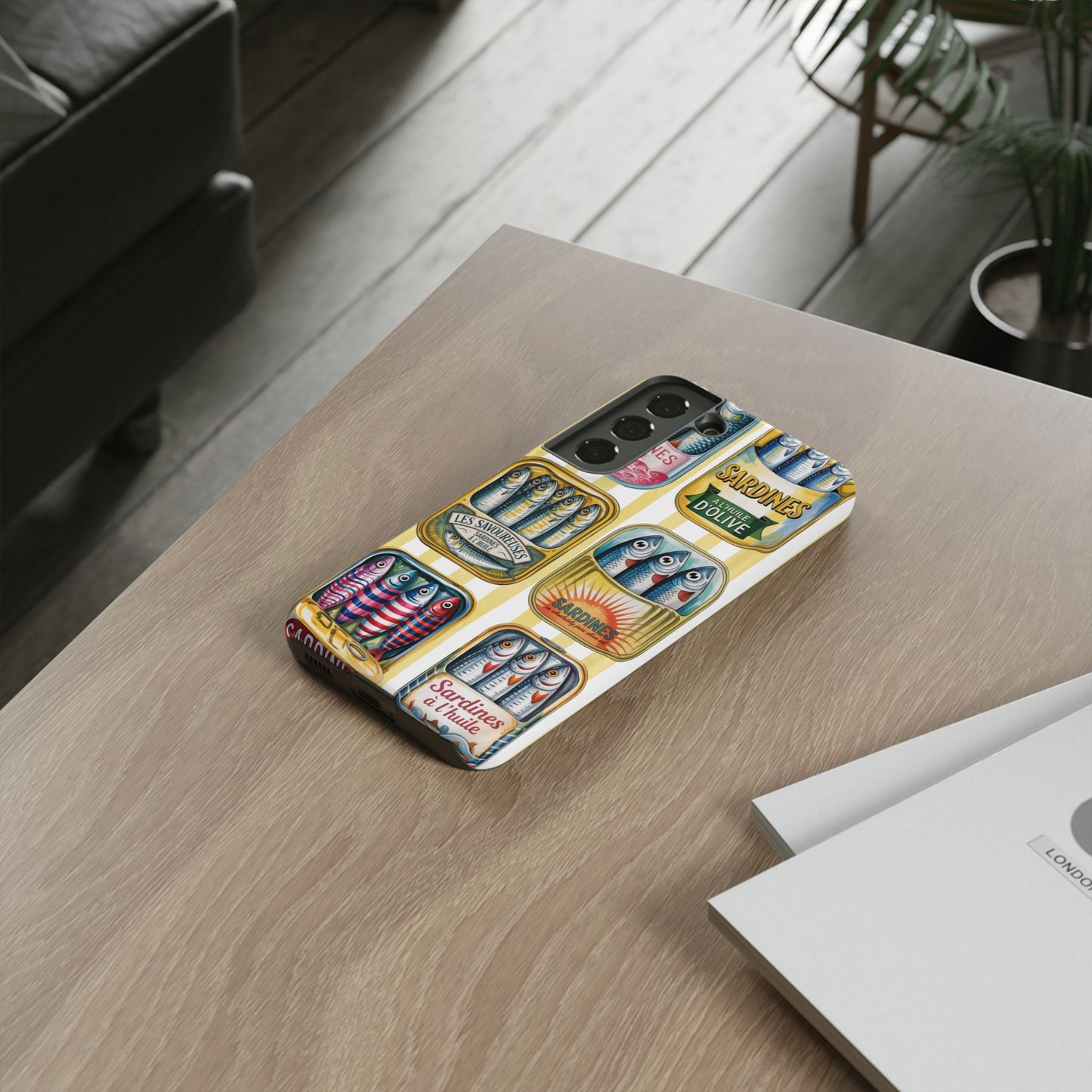 Retro Sardines Phone Case, Tinned Fish Design, Vintage Aesthetic iPhone Samsung Case, Funky Y2K Nautical Accessory, Cute Boho Sea Vibes