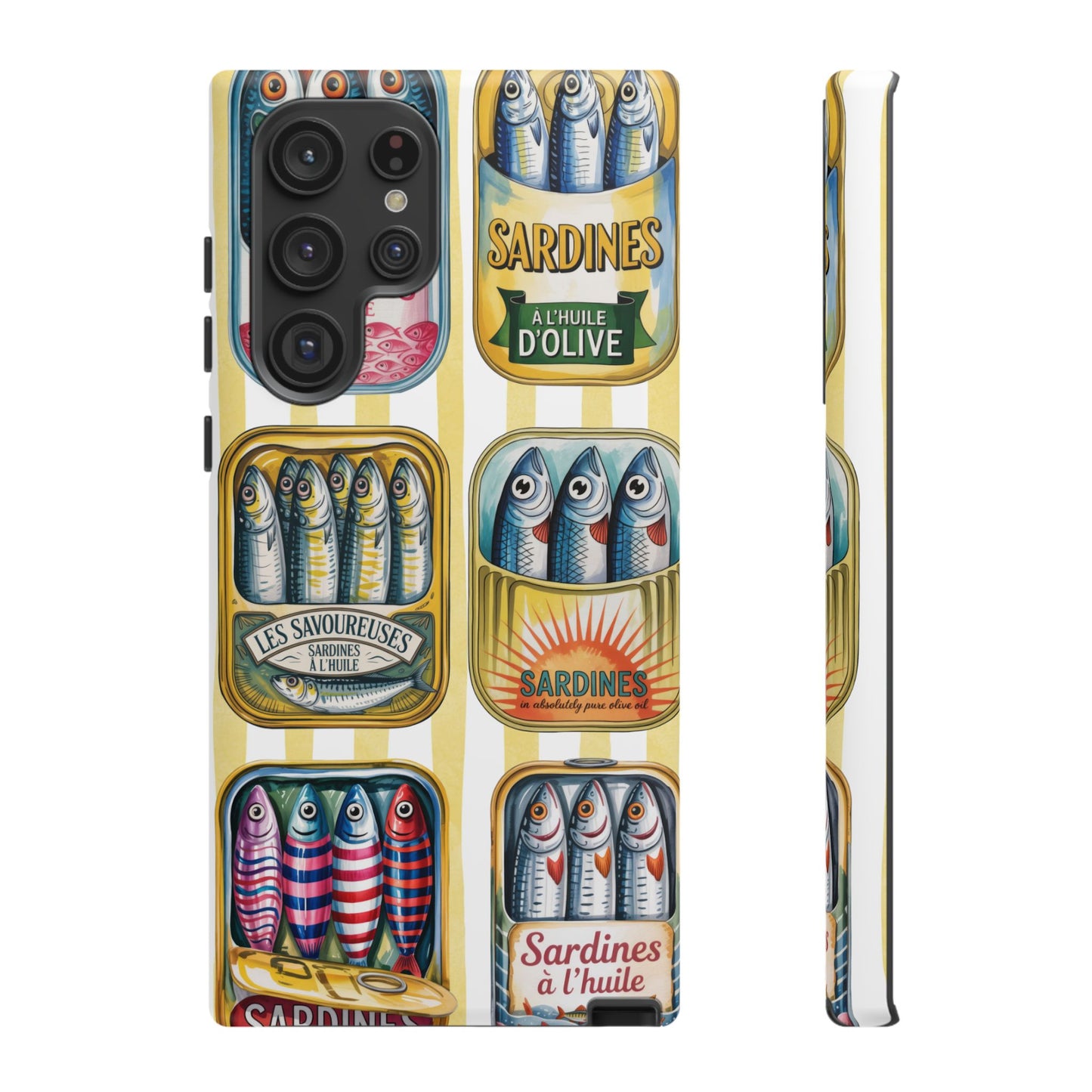 Retro Sardines Phone Case, Tinned Fish Design, Vintage Aesthetic iPhone Samsung Case, Funky Y2K Nautical Accessory, Cute Boho Sea Vibes