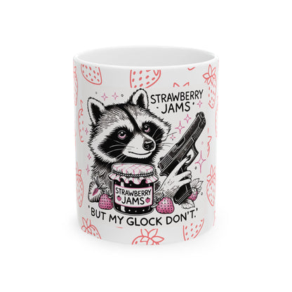 Mug Funny Raccoon Holding Glock Gun - Strawberry Jams but my Glock Doesn't Feral Design