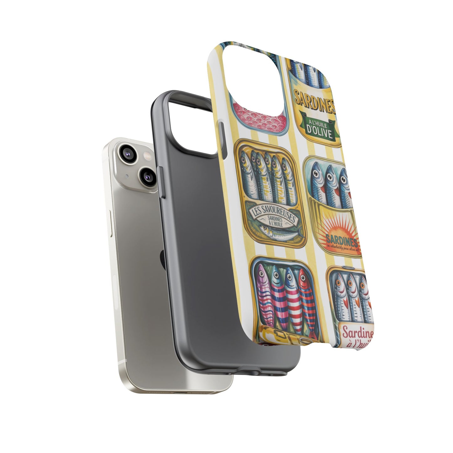 Retro Sardines Phone Case, Tinned Fish Design, Vintage Aesthetic iPhone Samsung Case, Funky Y2K Nautical Accessory, Cute Boho Sea Vibes