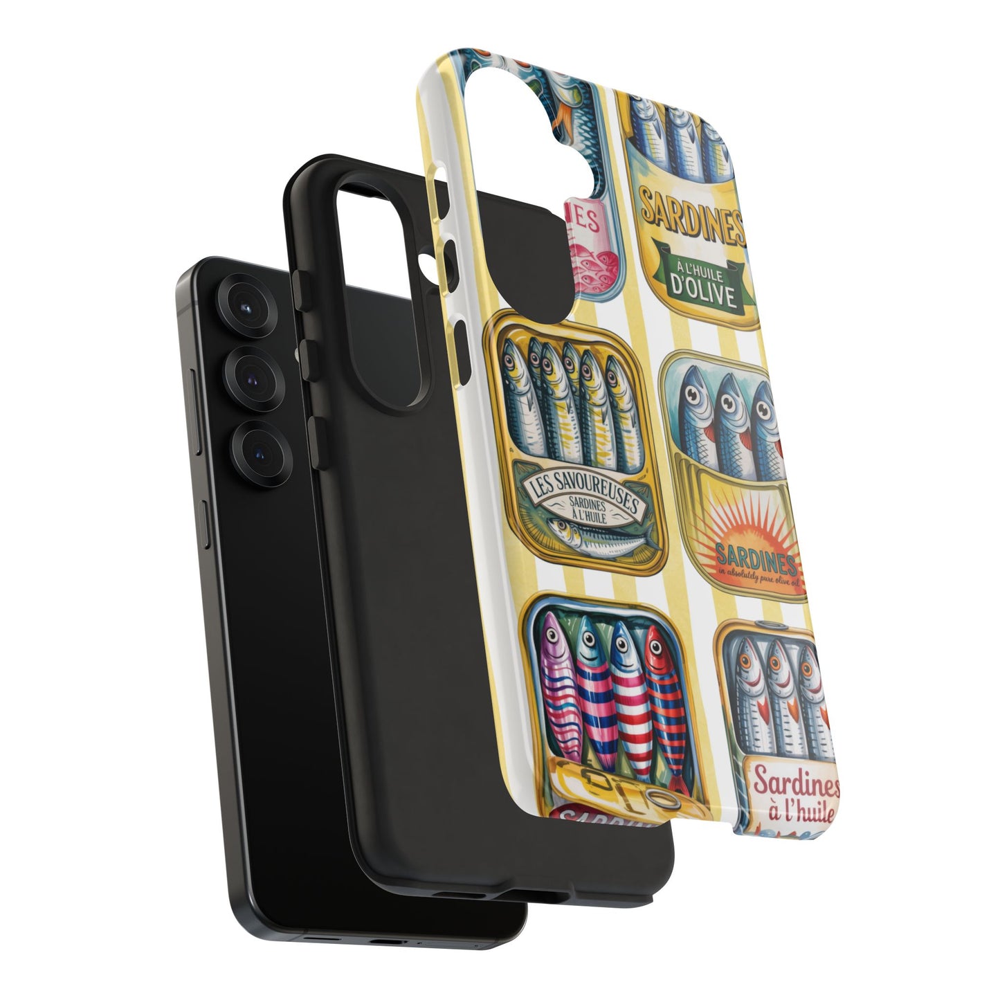 Retro Sardines Phone Case, Tinned Fish Design, Vintage Aesthetic iPhone Samsung Case, Funky Y2K Nautical Accessory, Cute Boho Sea Vibes