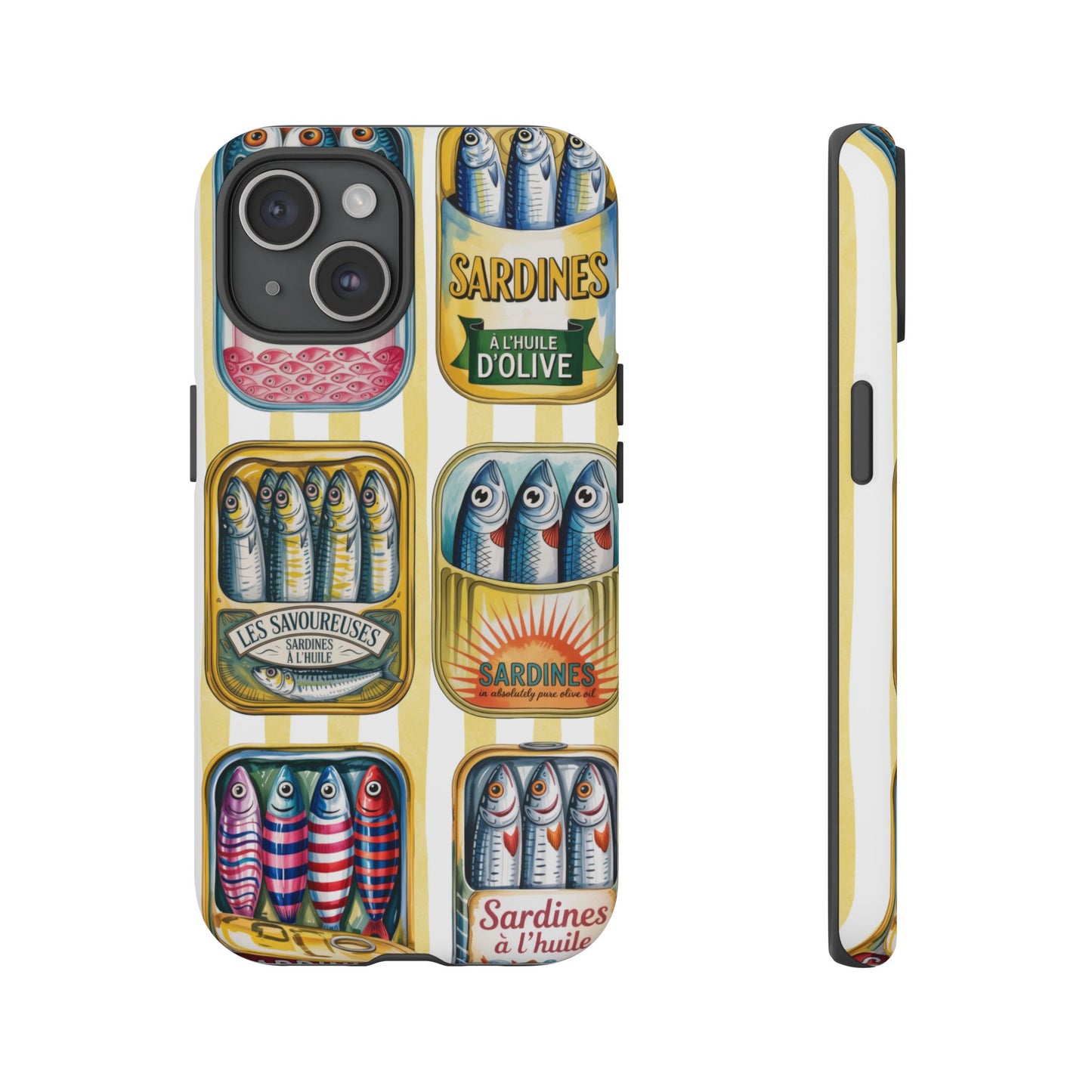 Retro Sardines Phone Case, Tinned Fish Design, Vintage Aesthetic iPhone Samsung Case, Funky Y2K Nautical Accessory, Cute Boho Sea Vibes
