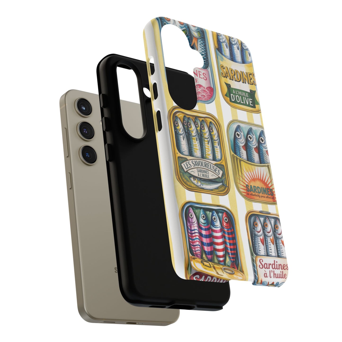 Retro Sardines Phone Case, Tinned Fish Design, Vintage Aesthetic iPhone Samsung Case, Funky Y2K Nautical Accessory, Cute Boho Sea Vibes