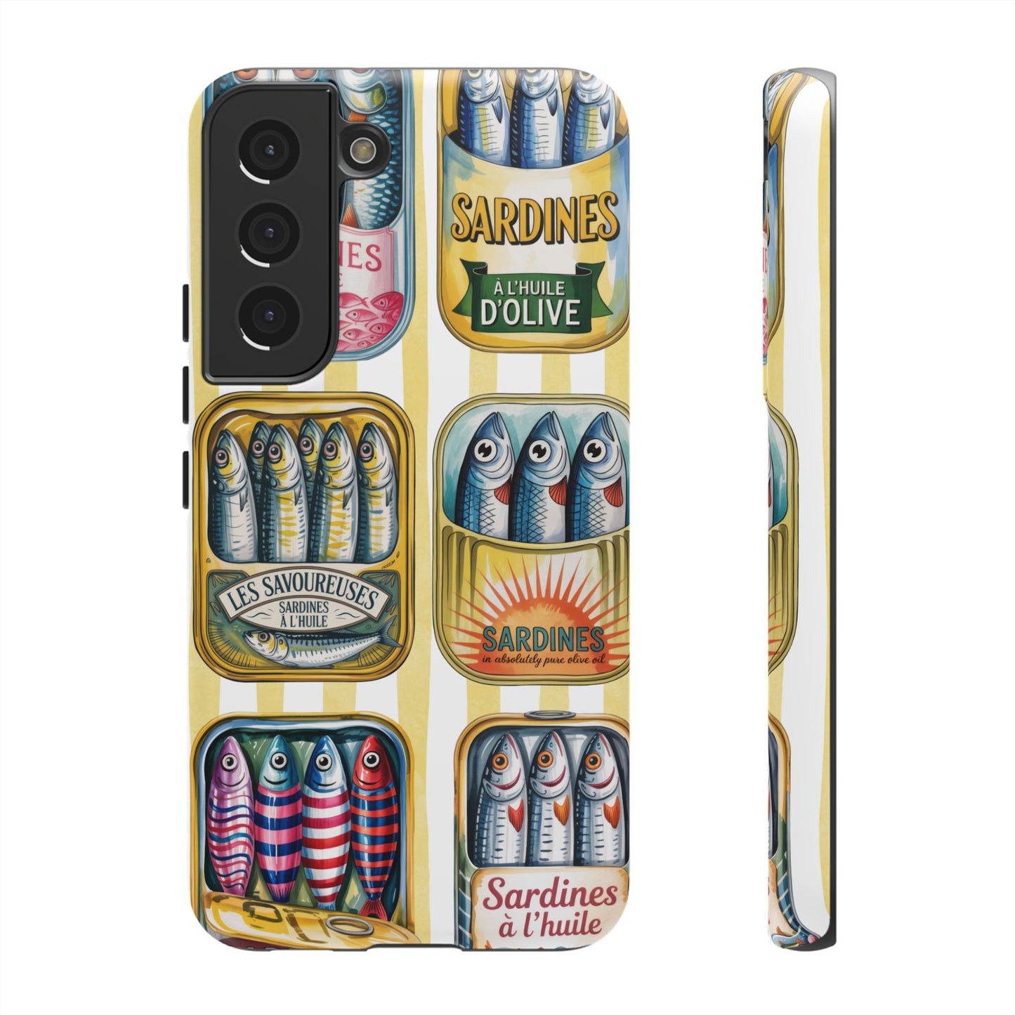 Retro Sardines Phone Case, Tinned Fish Design, Vintage Aesthetic iPhone Samsung Case, Funky Y2K Nautical Accessory, Cute Boho Sea Vibes