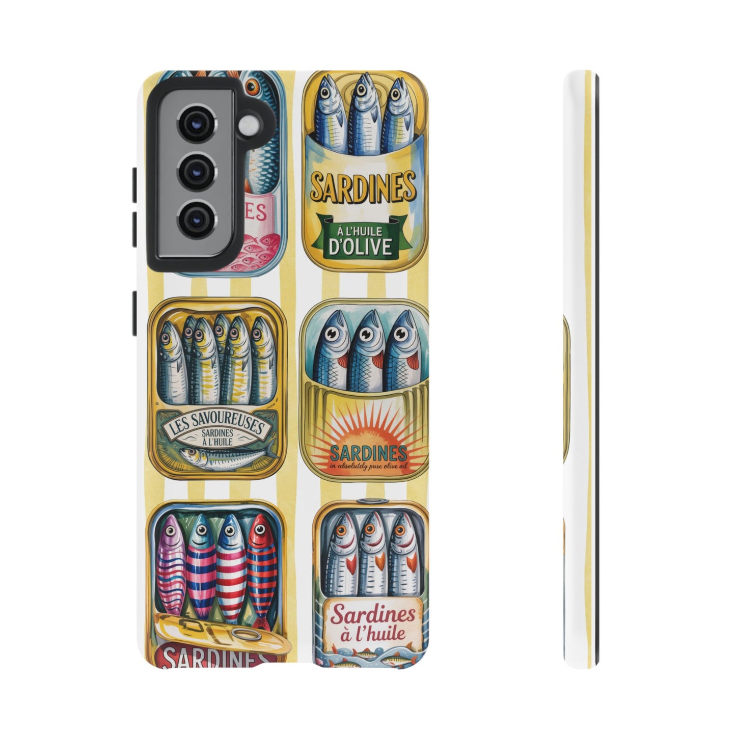 Retro Sardines Phone Case, Tinned Fish Design, Vintage Aesthetic iPhone Samsung Case, Funky Y2K Nautical Accessory, Cute Boho Sea Vibes