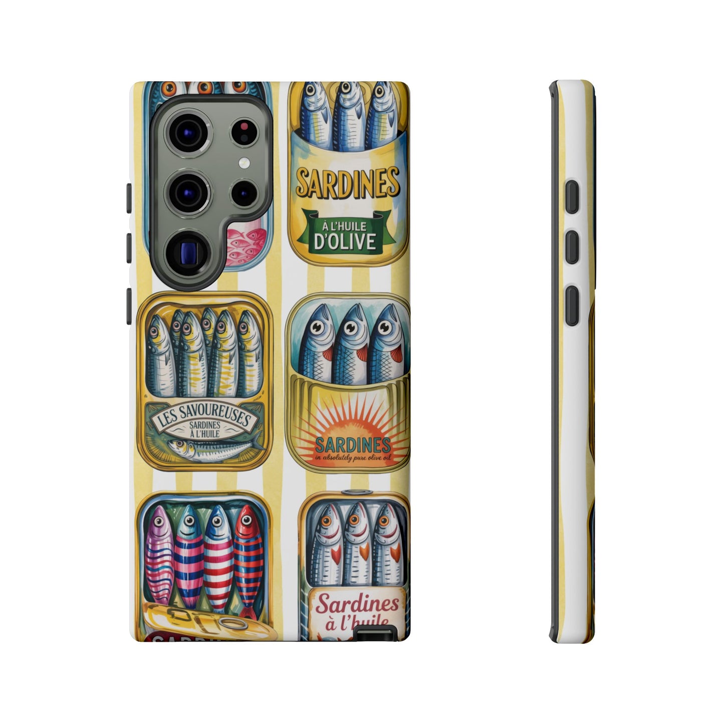Retro Sardines Phone Case, Tinned Fish Design, Vintage Aesthetic iPhone Samsung Case, Funky Y2K Nautical Accessory, Cute Boho Sea Vibes