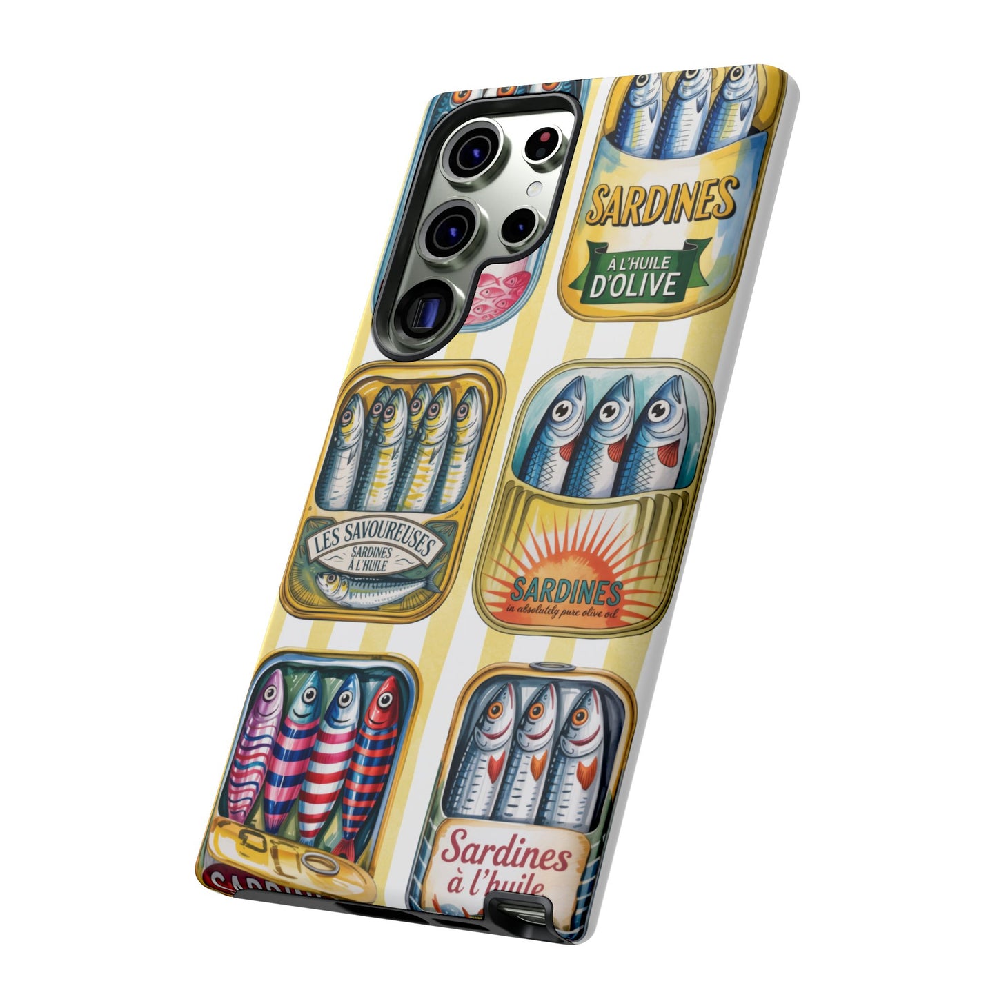 Retro Sardines Phone Case, Tinned Fish Design, Vintage Aesthetic iPhone Samsung Case, Funky Y2K Nautical Accessory, Cute Boho Sea Vibes