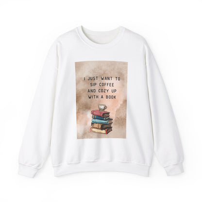 The Ultimate Book Lover’s and Coffee Lovers Sweatshirt! Cozy Book Lover Crewneck Sweatshirt  Sip Coffee & Relax