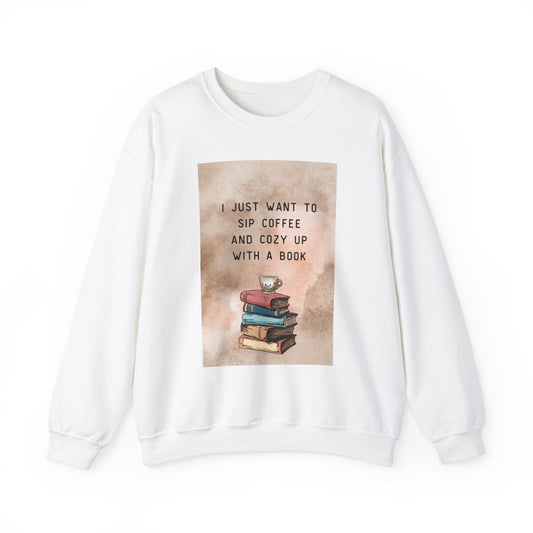 The Ultimate Book Lover’s and Coffee Lovers Sweatshirt! Cozy Book Lover Crewneck Sweatshirt  Sip Coffee & Relax