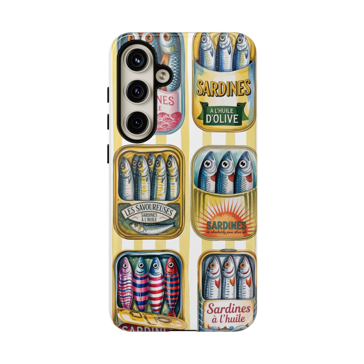 Retro Sardines Phone Case, Tinned Fish Design, Vintage Aesthetic iPhone Samsung Case, Funky Y2K Nautical Accessory, Cute Boho Sea Vibes