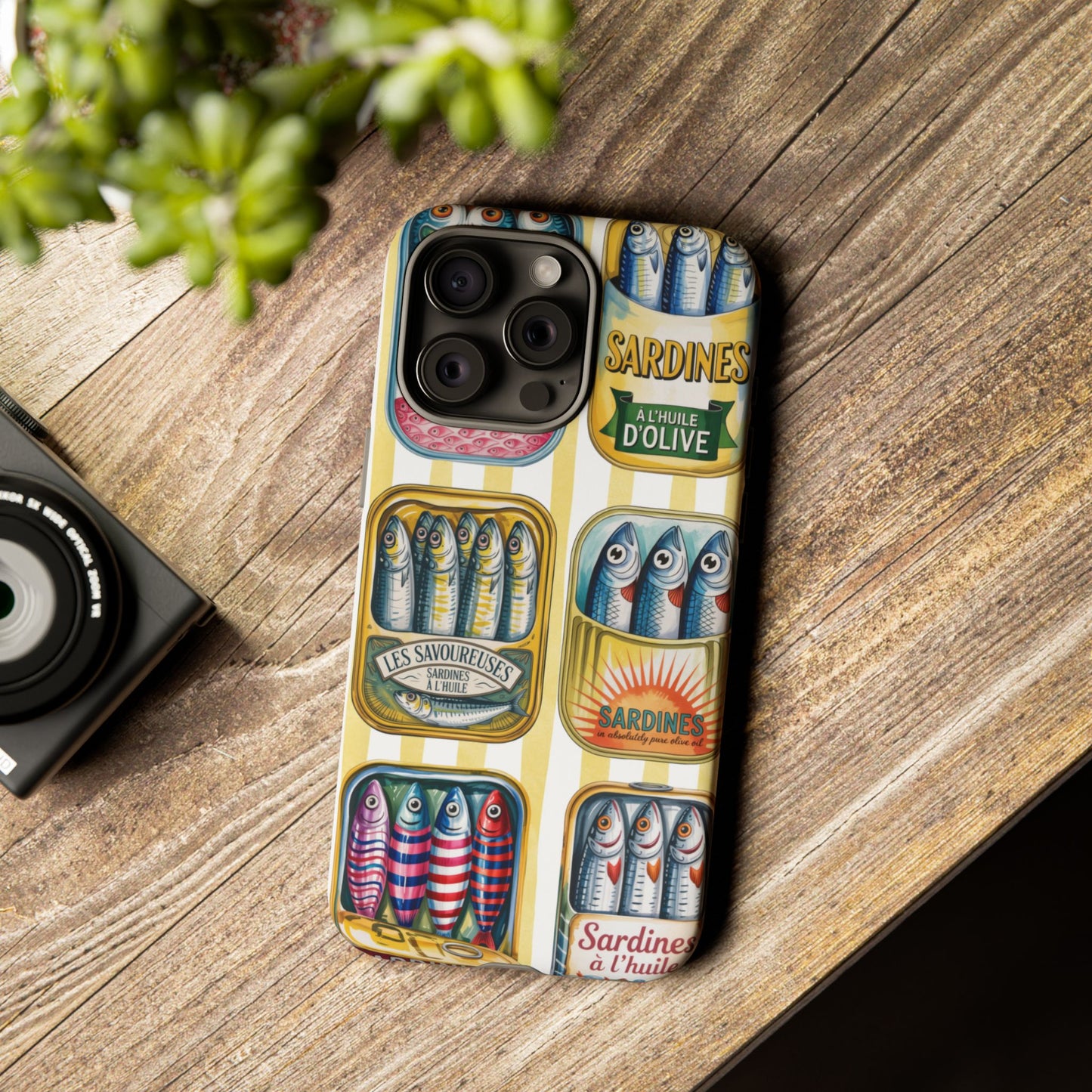 Retro Sardines Phone Case, Tinned Fish Design, Vintage Aesthetic iPhone Samsung Case, Funky Y2K Nautical Accessory, Cute Boho Sea Vibes