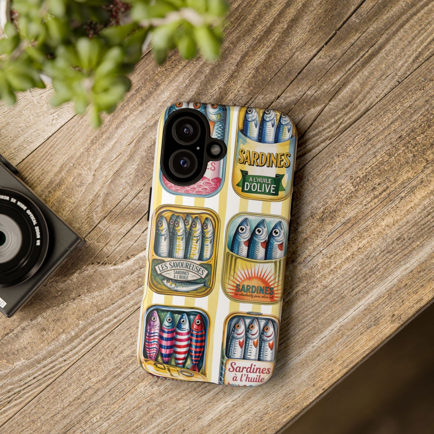 Retro Sardines Phone Case, Tinned Fish Design, Vintage Aesthetic iPhone Samsung Case, Funky Y2K Nautical Accessory, Cute Boho Sea Vibes