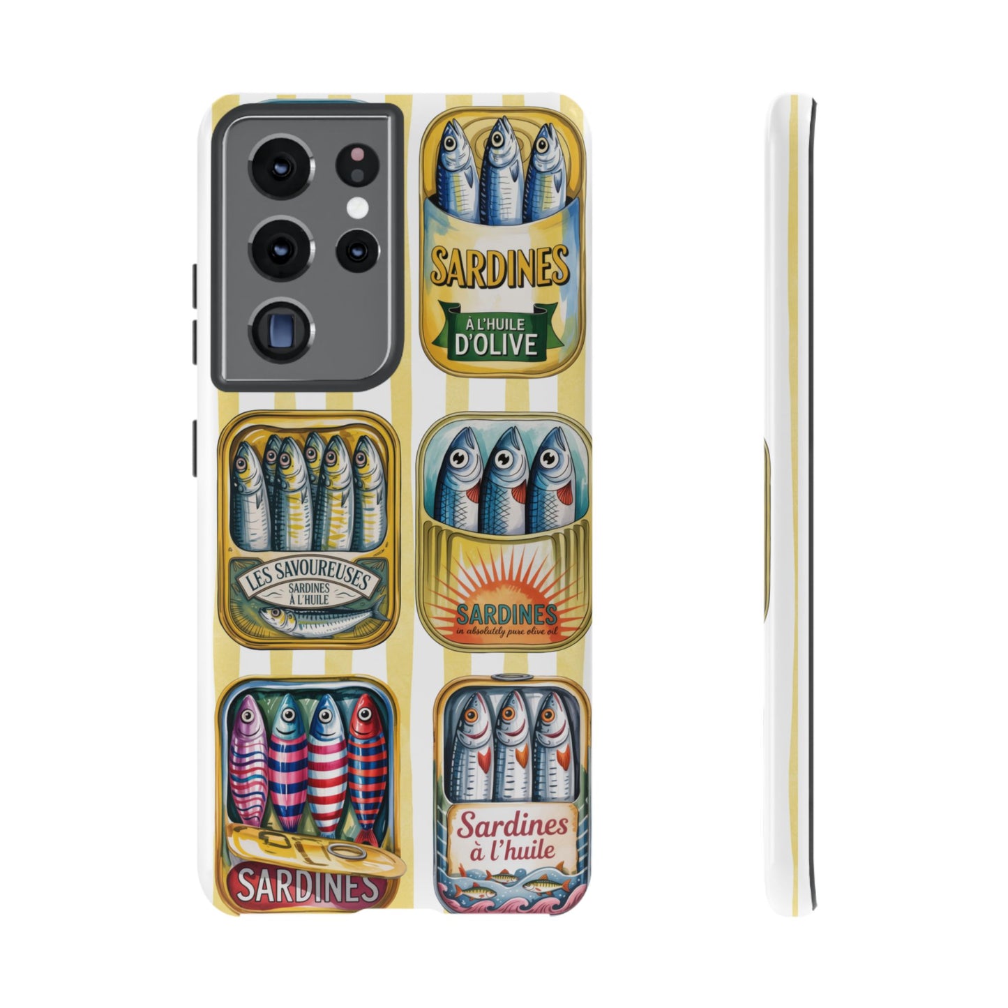Retro Sardines Phone Case, Tinned Fish Design, Vintage Aesthetic iPhone Samsung Case, Funky Y2K Nautical Accessory, Cute Boho Sea Vibes