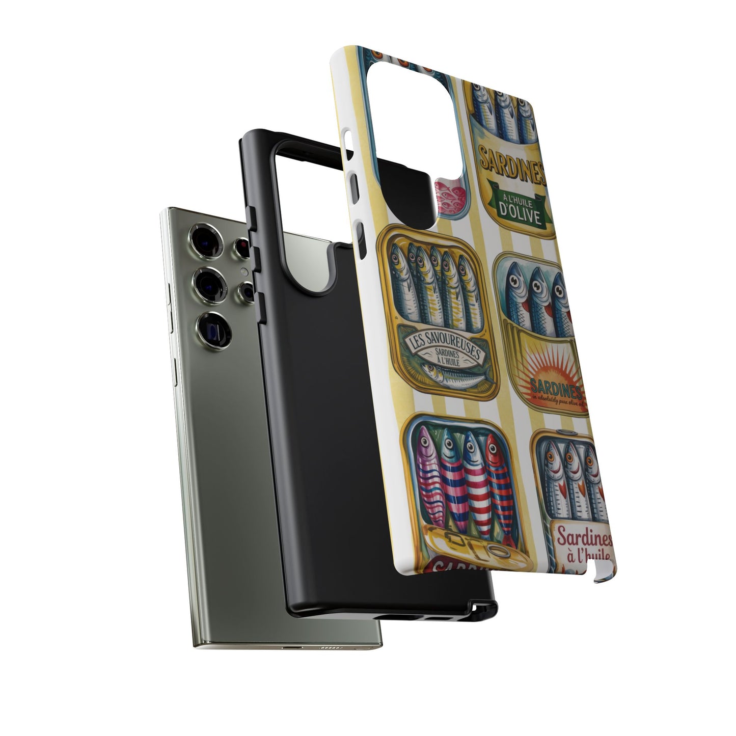 Retro Sardines Phone Case, Tinned Fish Design, Vintage Aesthetic iPhone Samsung Case, Funky Y2K Nautical Accessory, Cute Boho Sea Vibes