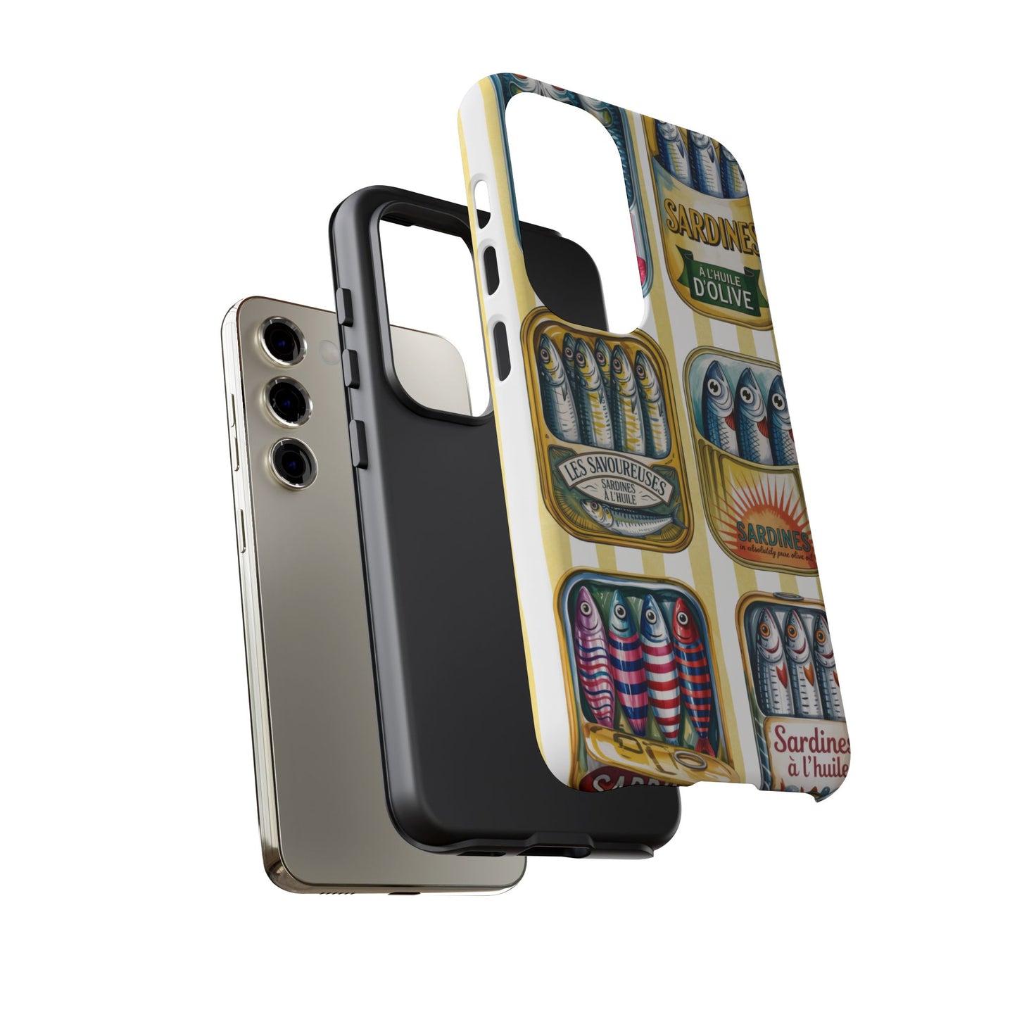 Retro Sardines Phone Case, Tinned Fish Design, Vintage Aesthetic iPhone Samsung Case, Funky Y2K Nautical Accessory, Cute Boho Sea Vibes