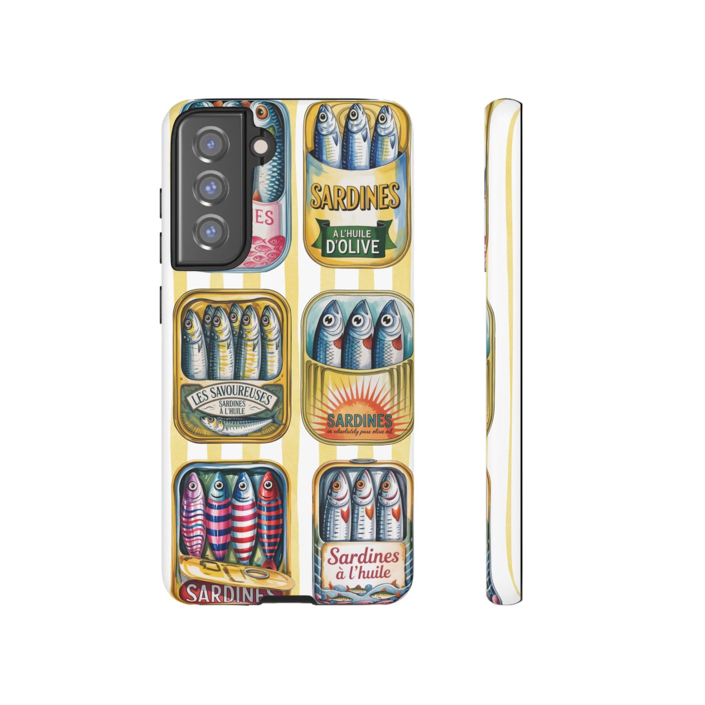 Retro Sardines Phone Case, Tinned Fish Design, Vintage Aesthetic iPhone Samsung Case, Funky Y2K Nautical Accessory, Cute Boho Sea Vibes
