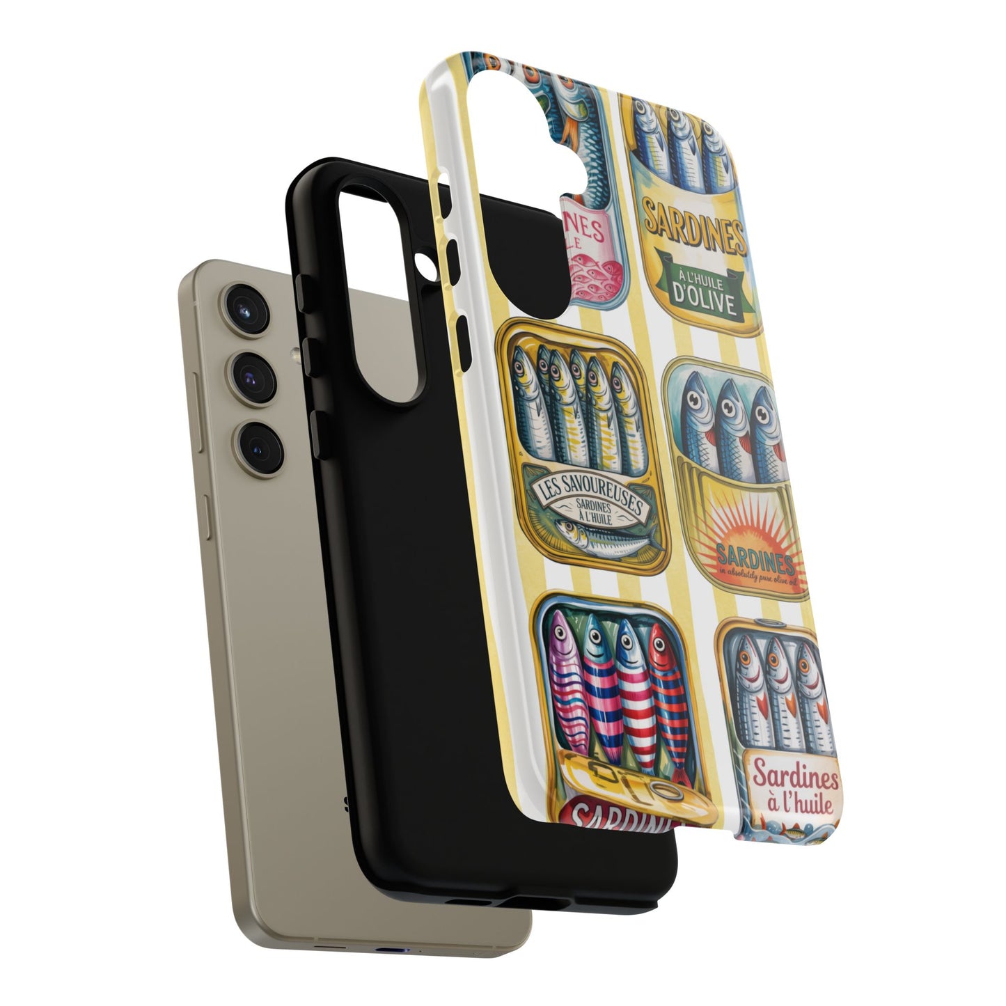 Retro Sardines Phone Case, Tinned Fish Design, Vintage Aesthetic iPhone Samsung Case, Funky Y2K Nautical Accessory, Cute Boho Sea Vibes