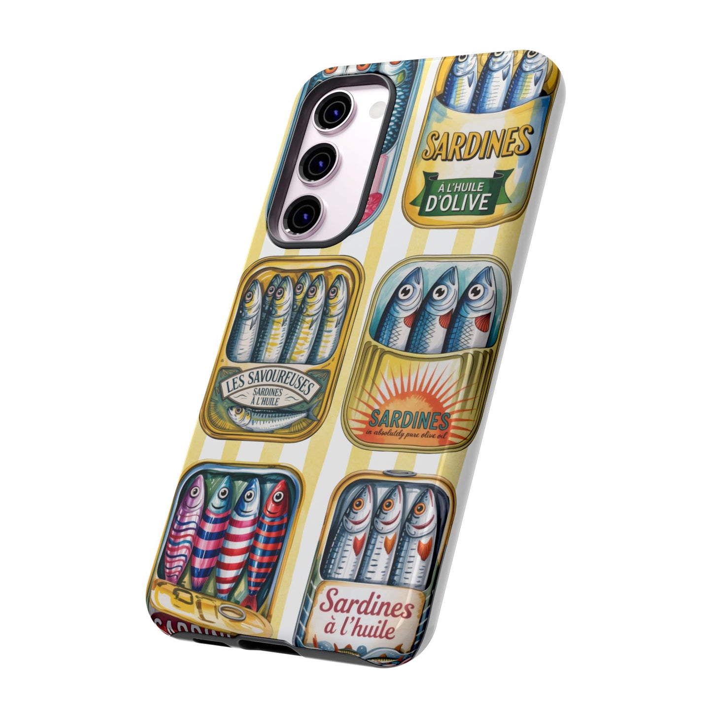 Retro Sardines Phone Case, Tinned Fish Design, Vintage Aesthetic iPhone Samsung Case, Funky Y2K Nautical Accessory, Cute Boho Sea Vibes