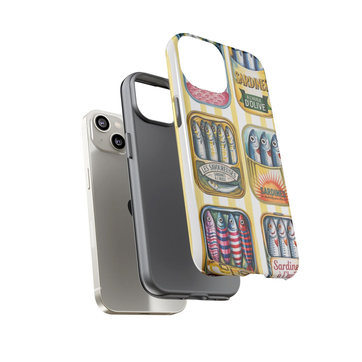 Retro Sardines Phone Case, Tinned Fish Design, Vintage Aesthetic iPhone Samsung Case, Funky Y2K Nautical Accessory, Cute Boho Sea Vibes