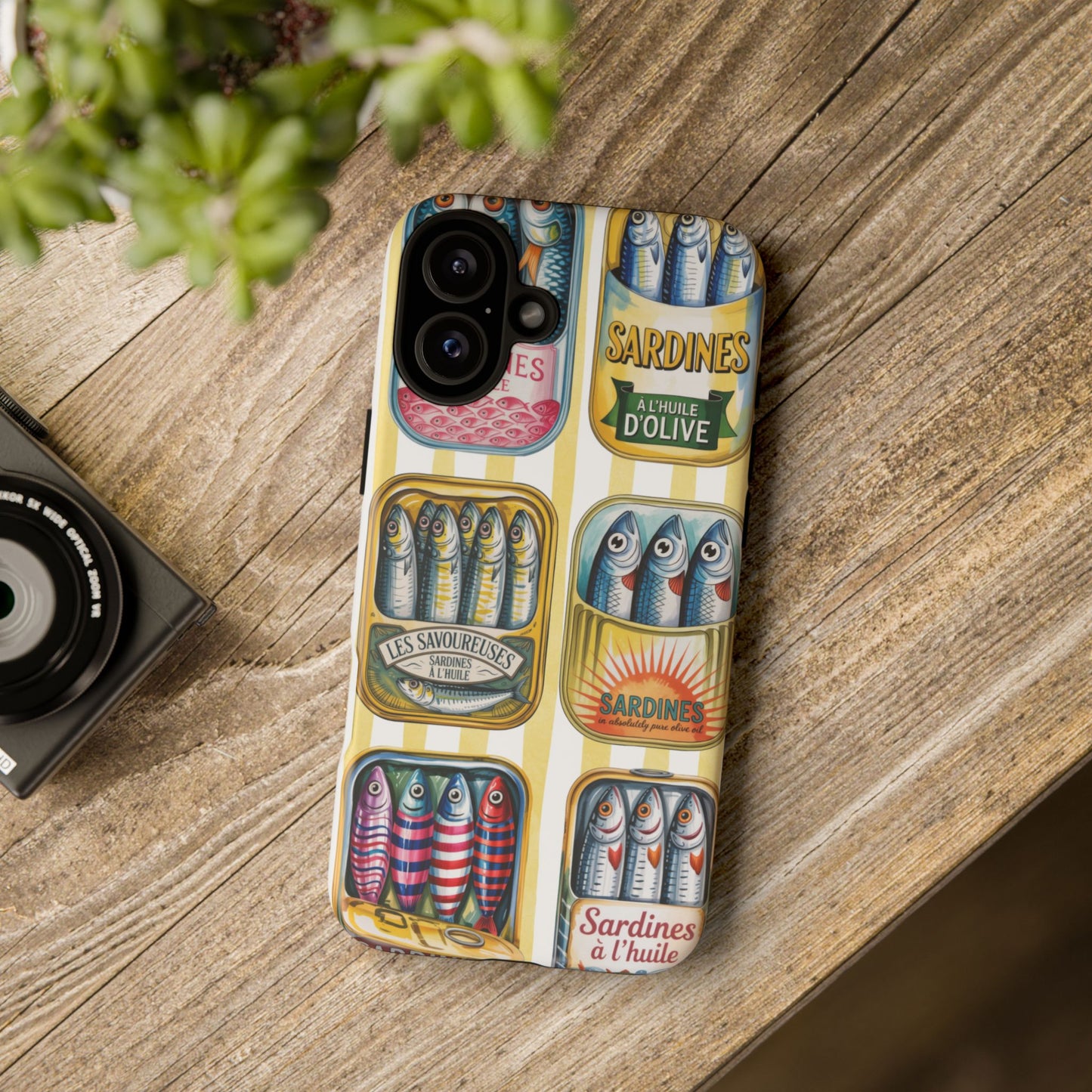 Retro Sardines Phone Case, Tinned Fish Design, Vintage Aesthetic iPhone Samsung Case, Funky Y2K Nautical Accessory, Cute Boho Sea Vibes