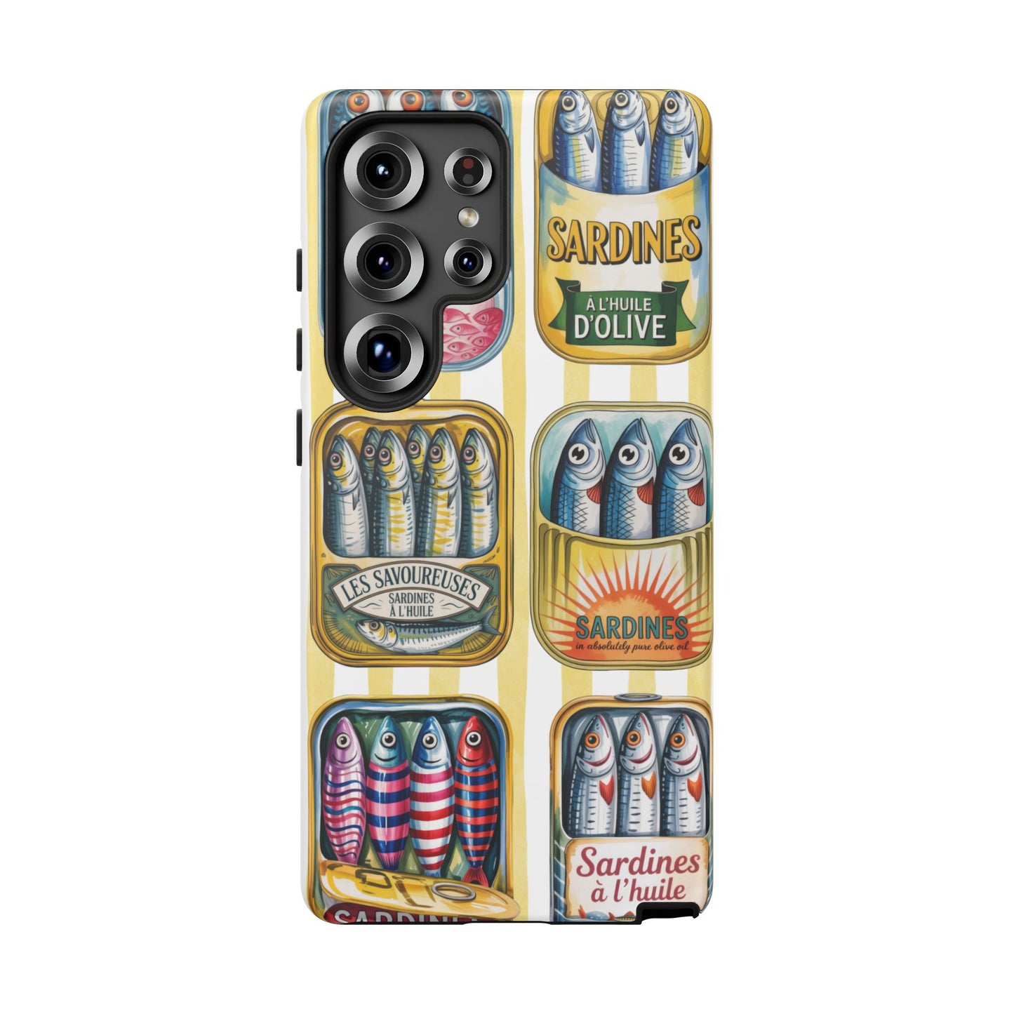 Retro Sardines Phone Case, Tinned Fish Design, Vintage Aesthetic iPhone Samsung Case, Funky Y2K Nautical Accessory, Cute Boho Sea Vibes