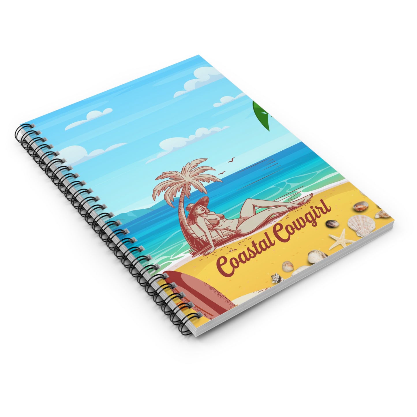 Beach Vibes Journal - Coastal Cowgirl Spiral Notebook, Travel Diary, Gift for Her, Ocean Lover's Journal, Summer Memories