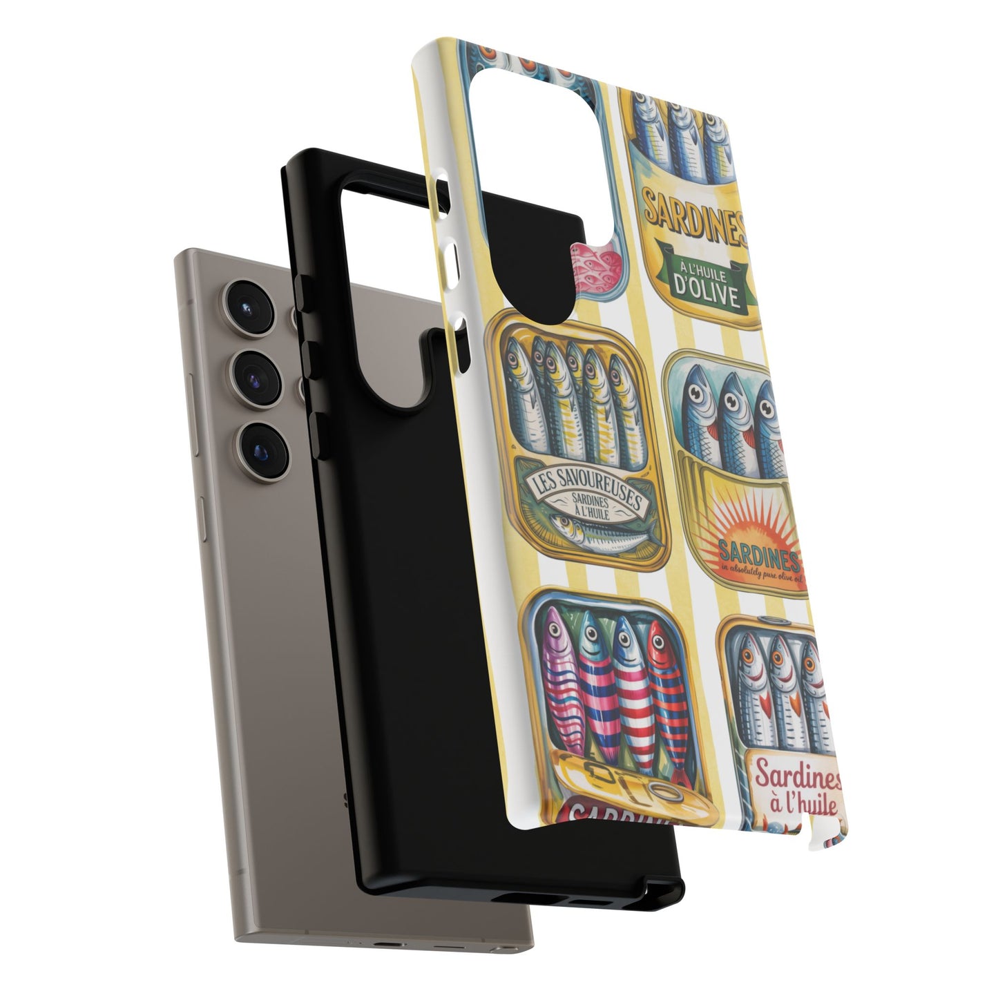 Retro Sardines Phone Case, Tinned Fish Design, Vintage Aesthetic iPhone Samsung Case, Funky Y2K Nautical Accessory, Cute Boho Sea Vibes
