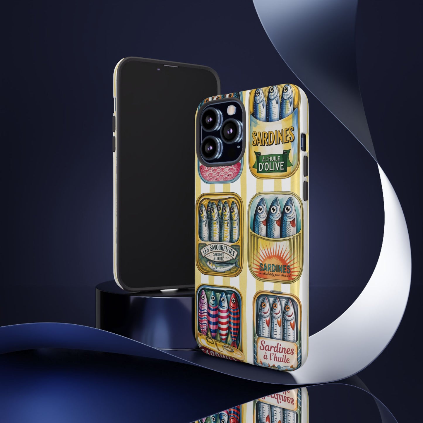 Retro Sardines Phone Case, Tinned Fish Design, Vintage Aesthetic iPhone Samsung Case, Funky Y2K Nautical Accessory, Cute Boho Sea Vibes