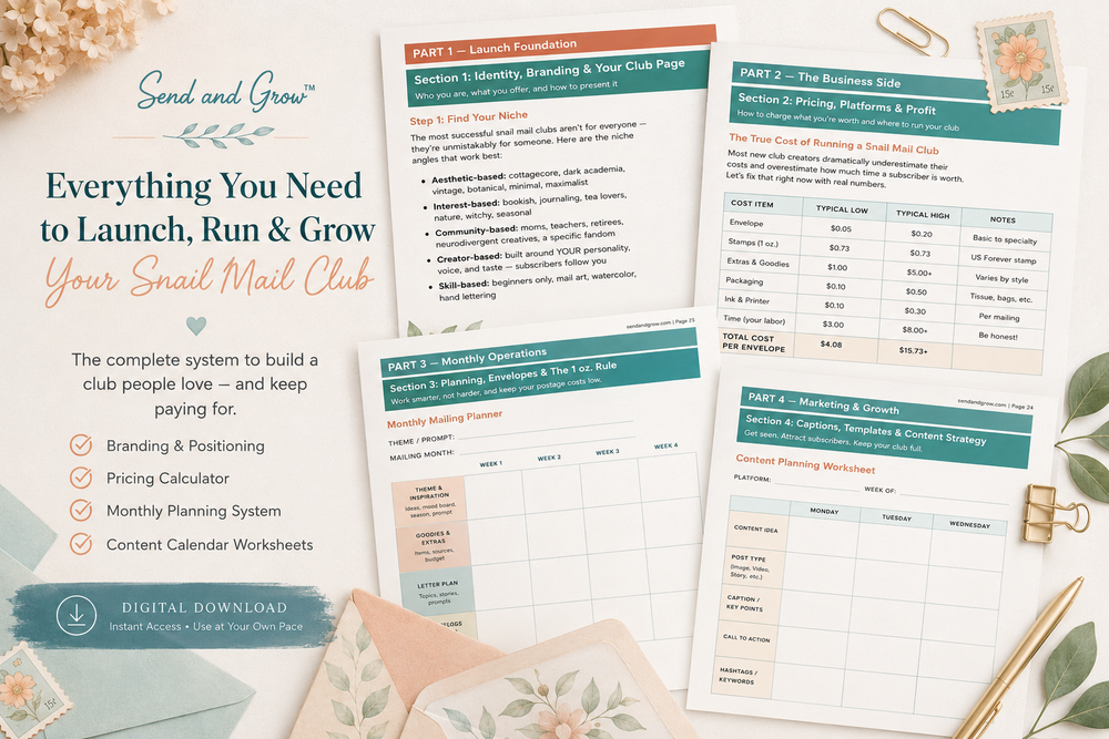 Snail Mail Club Starter Kit workbook mockup
